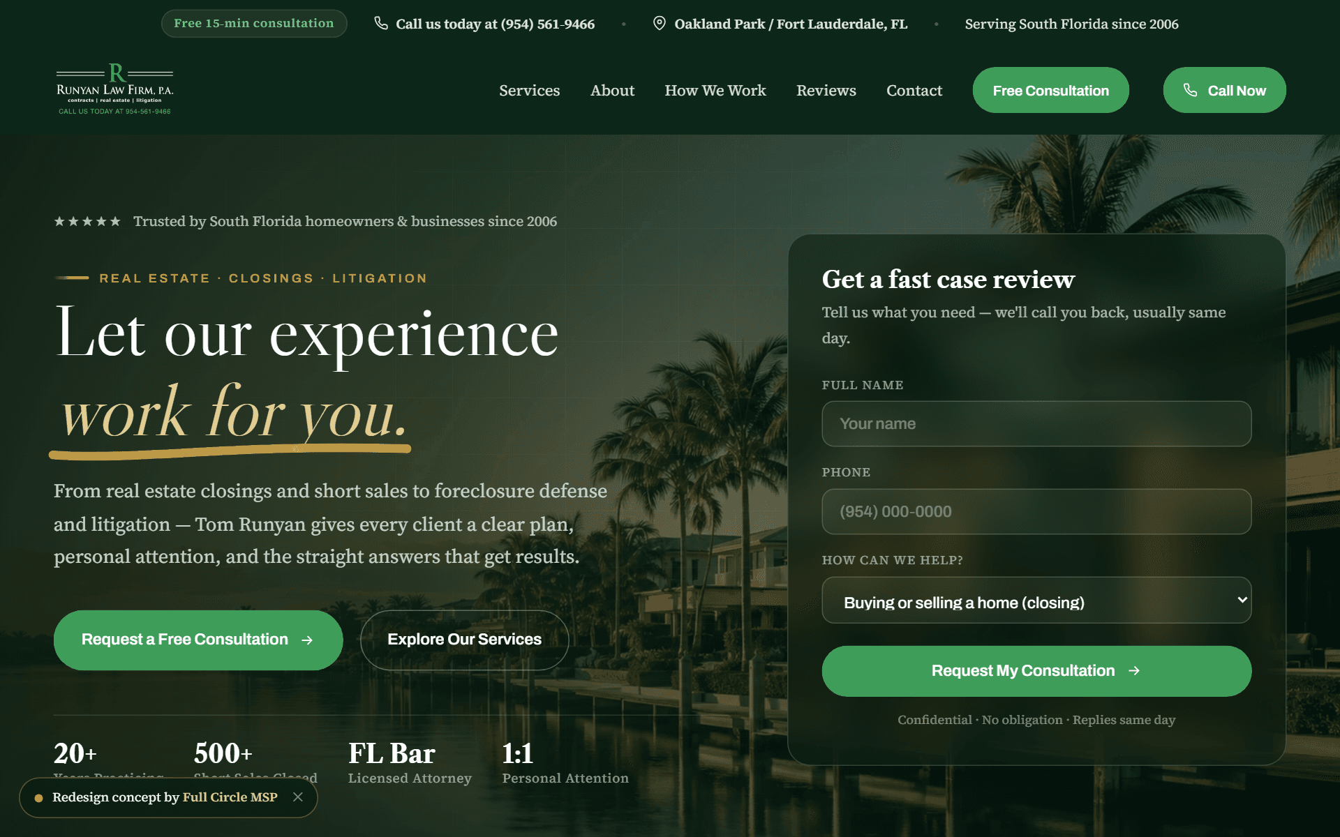 Runyan Law Firm website by Full Circle