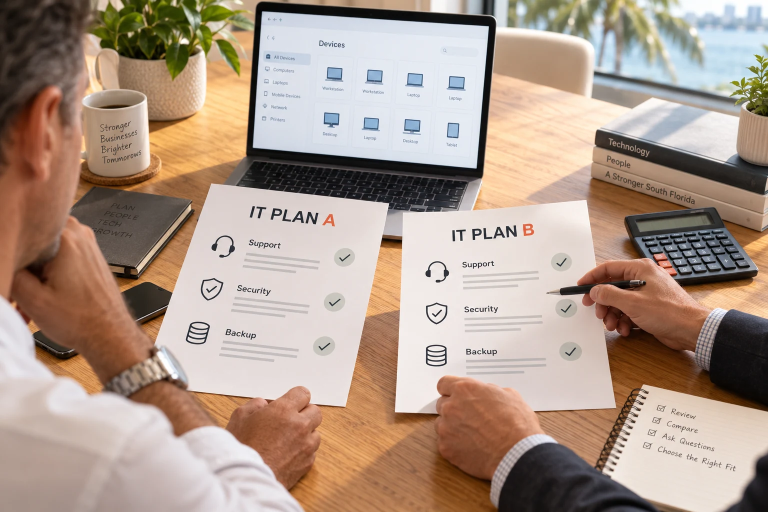 Illustrative IT service proposals and a calculator for comparing managed IT costs